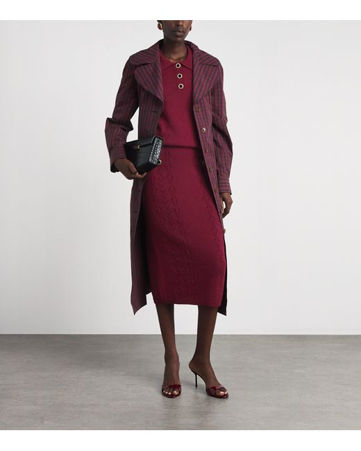 Alessandra Rich Red Virgin Wool Open-Knit Polo Shirt for men