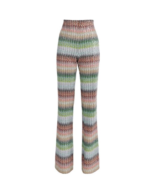 Missoni Gray Sequin-Embellished Stripe Trousers
