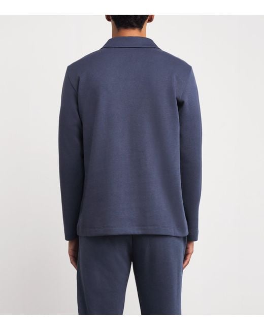 Hanro Blue Stretch-Cotton Travelwear Sweatshirt for men
