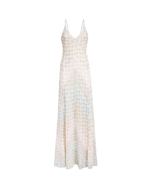Missoni White Lamé Lace Motif Maxi Dress