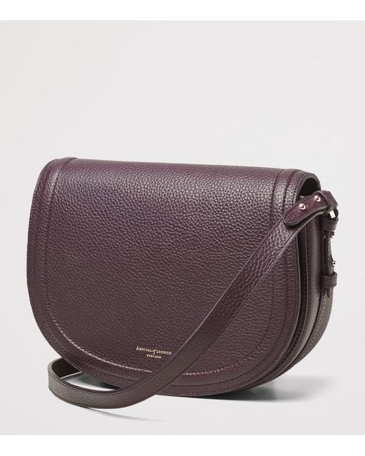 Aspinal Purple Leather Stella Cross-Body Satchel