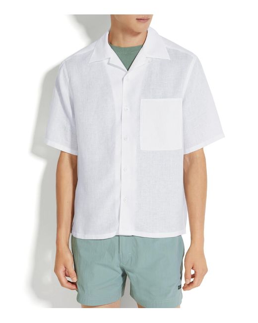 Zegna White Linen Short-sleeved Shirt for men