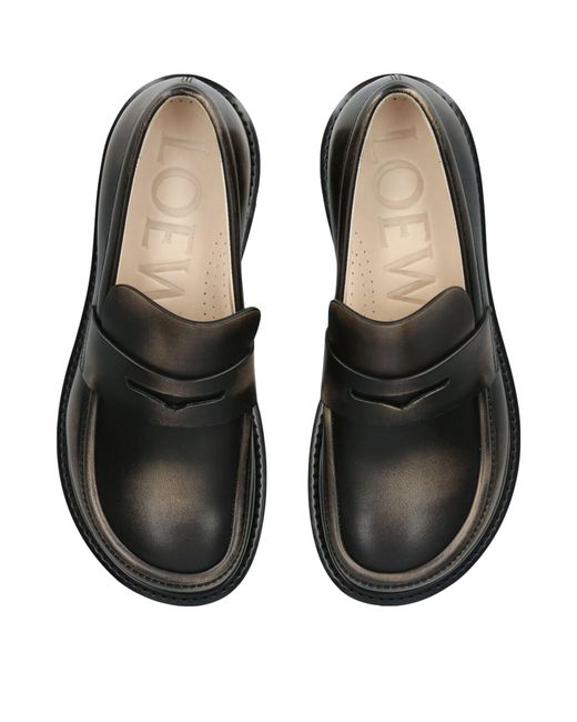 Loewe Black Leather Blaze Loafers