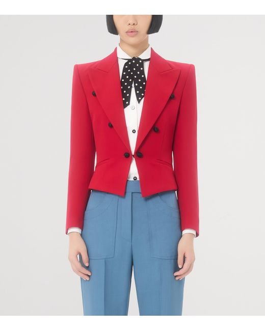Valentino Red Virgin Wool Cropped Blazer