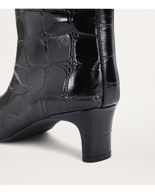 Kurt Geiger Croc Embossed Leather Regent Ankle Boots 55 in Black Lyst