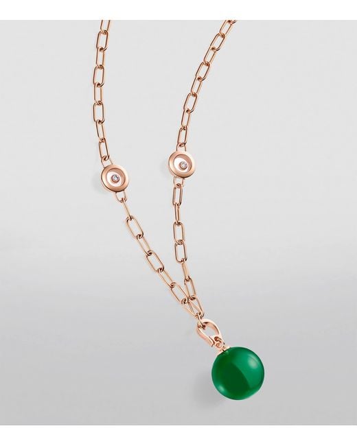 Chopard Metallic Diamond And Agate Happy Diamonds Planet Necklace