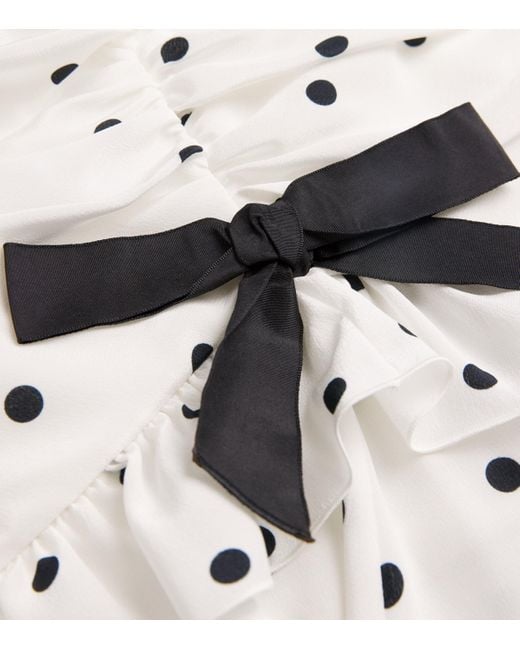 Alessandra Rich White Silk Polka Dot Maxi Dress