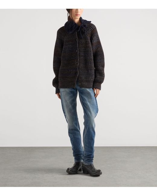 Prada Black Mouliné Wool Cardigan