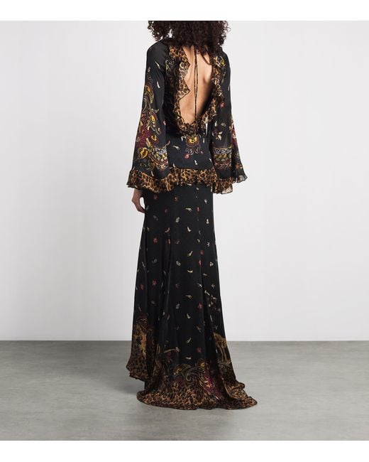 Etro Brown Silk Paisley Maxi Dress