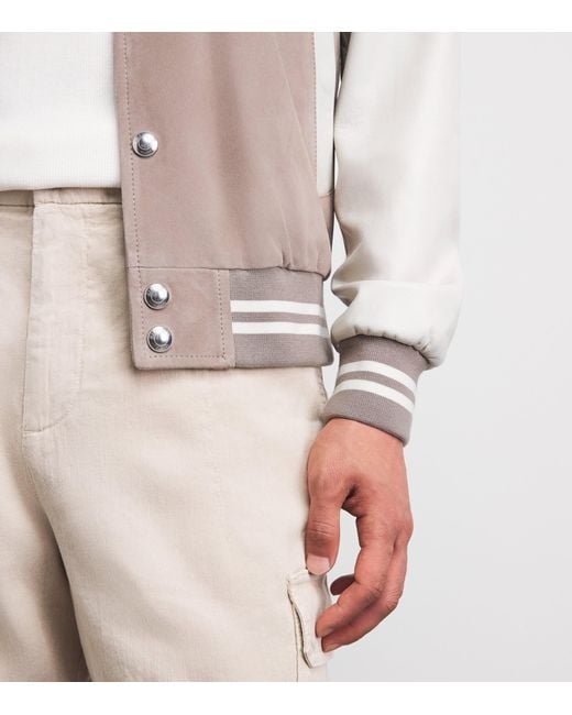 Eleventy Brown Suede-Leather Bomber Jacket for men
