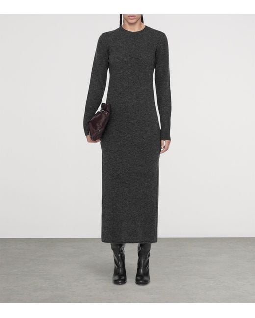 AllSaints Black Merino Wool Erith Maxi Dress