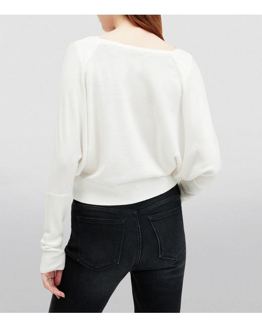 AllSaints White Merino Ridley Cropped Sweater