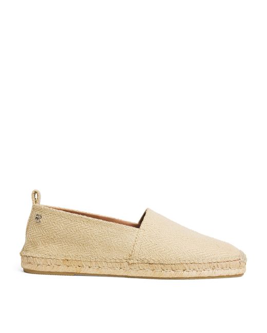 Ralph Lauren Natural Silk Herringbone Bosworth Flat Espadrilles