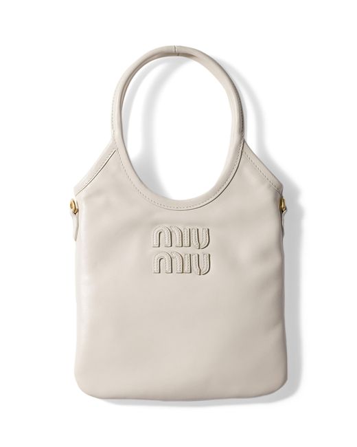 Miu Miu White Small Leather Ivy Top-Handle Bag