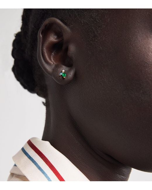 Emily P. Wheeler Green Mini, Diamond, Emerald And Topaz Pollack Earrings
