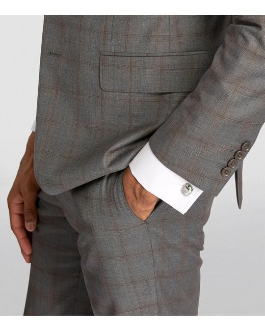 Tateossian White Rhodium-Plated Cable Jasper Cufflinks for men