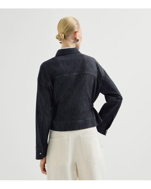 Brunello Cucinelli Blue Self-Tie Denim Shirt