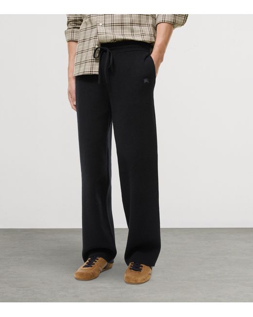 Burberry Black Cashmere-Blend Ekd Track Pants for men