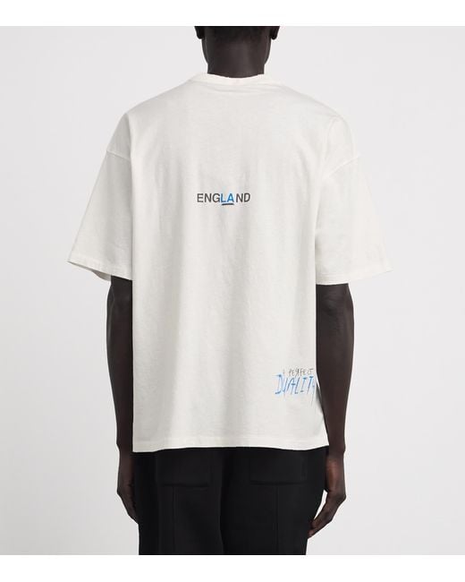 Represent White Organic Cotton-Hemp Printed T-Shirt for men