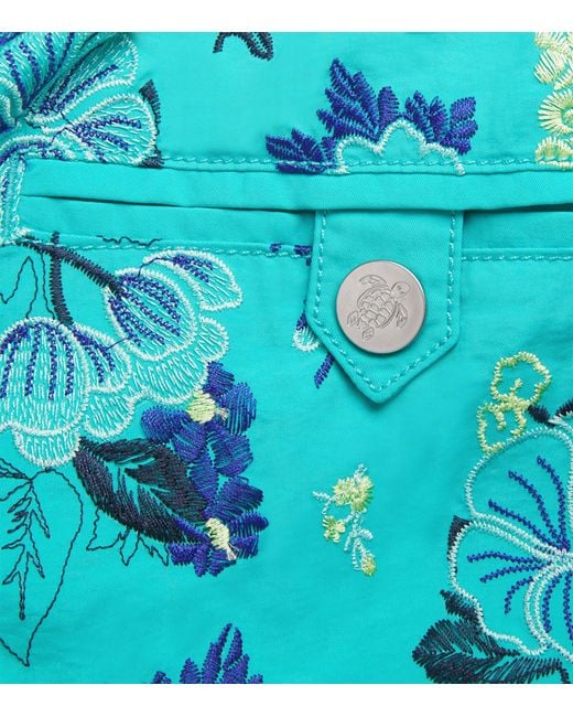 Vilebrequin Blue Embroidered Mistral Swim Shorts for men