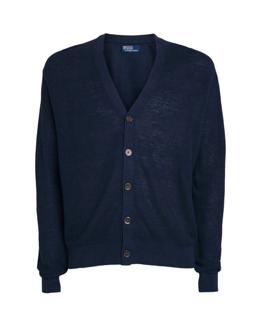 Polo Ralph Lauren Blue Linen Relaxed Cardigan for men