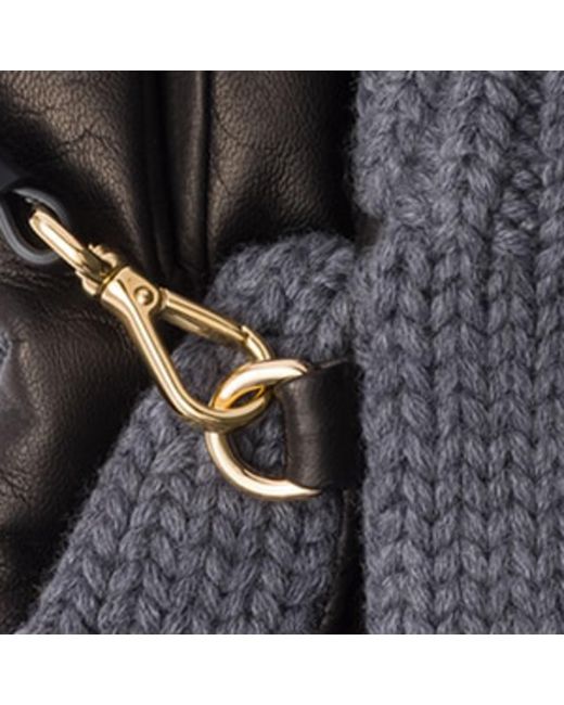 Prada Gray Wool And Leather Gloves