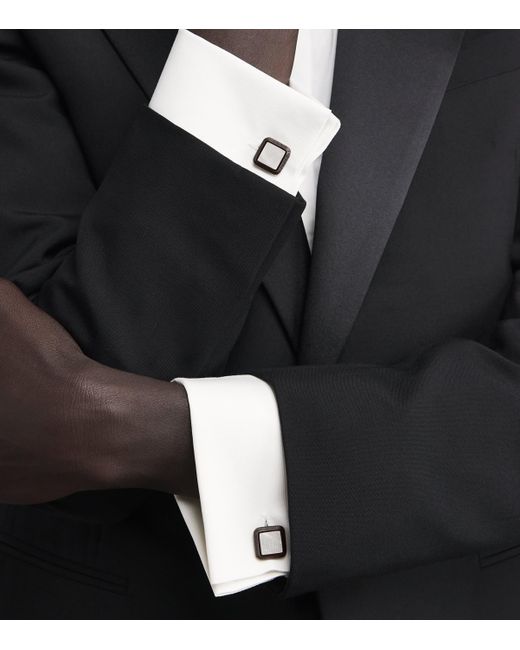 Tateossian Black Spazio Square Mother-Of-Pearl Cufflinks for men