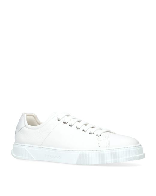 Ferragamo White Leather Clayton Sneakers for men