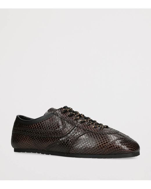 Dries Van Noten Brown Leather Snakeskin-Effect Dustin Sneakers