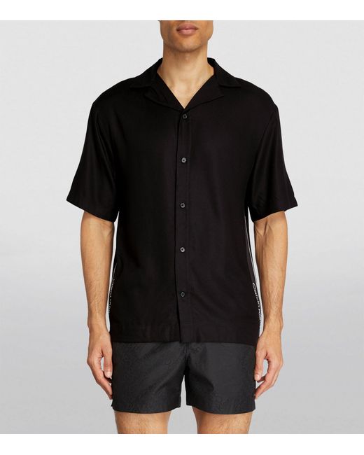 Calvin Klein Black Logo-tape Short-sleeve Shirt for men