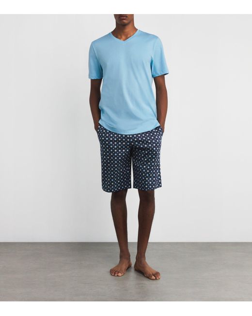 Hanro Blue Cotton Night & Day Pyjama Set for men