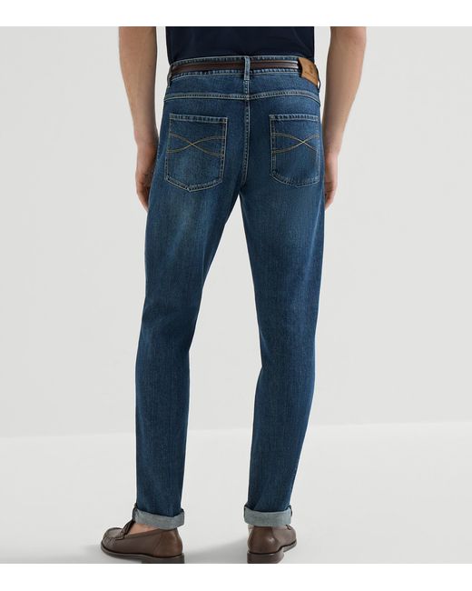 Brunello Cucinelli Blue Stretch-Cotton Slim Jeans for men