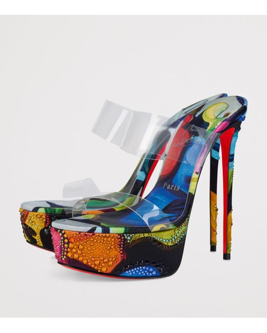 Christian Louboutin Blue Just Nothing Floral Silk Sandals 150