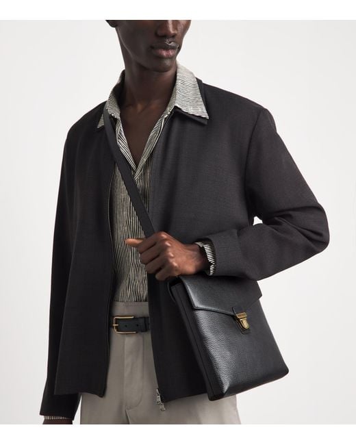 Emporio Armani Black Grained Leather Cross-Body Bag for men