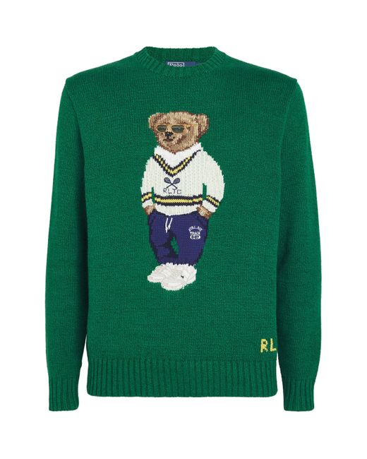 Polo Ralph Lauren Green Linen-Cotton Polo Bear Sweater for men