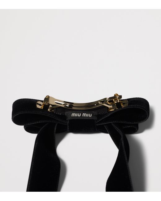Miu Miu Black Velvet Bow Hair Clip