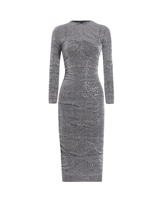 Dolce & Gabbana Gray Sequinned Midi Dress