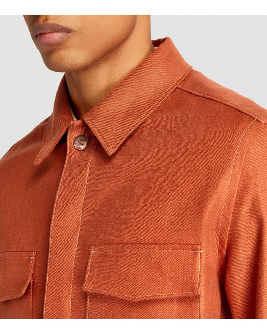 Agnona Orange Linen-blend Overshirt for men