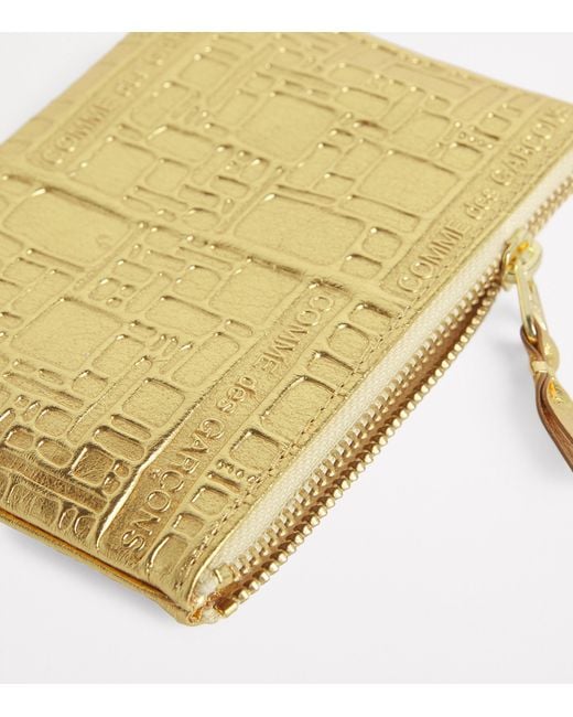 Comme des Garçons Metallic Leather Embossed Logo Zipped Pouch for men