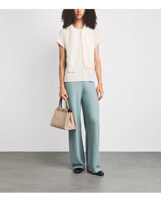 Fabiana Filippi White Wool-Silk-Cashmere Embellished T-Shirt