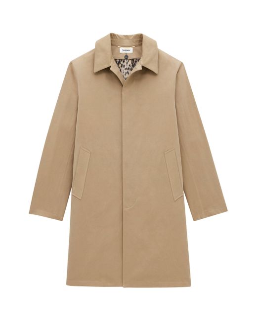 Saint Laurent Natural Cotton Gabardine Faux-Fur Lined Overcoat