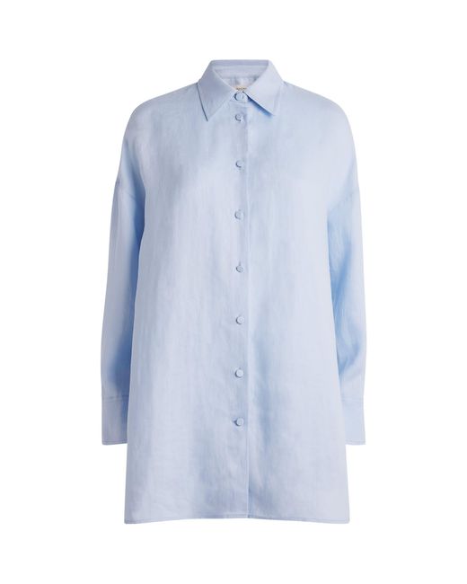 Agnona Blue Linen Long-Sleeve Shirt