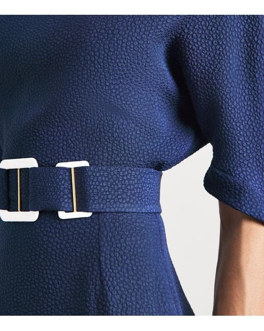 Edeline Lee Blue Belted Pedernal Midi Dress