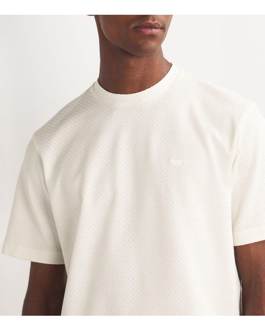 Emporio Armani White Cotton Woven T-Shirt for men
