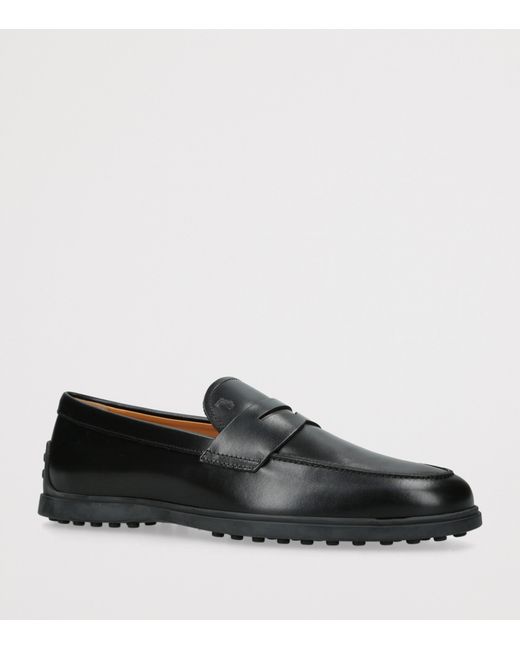 Tod's Black Leather Gomma Loafers for men