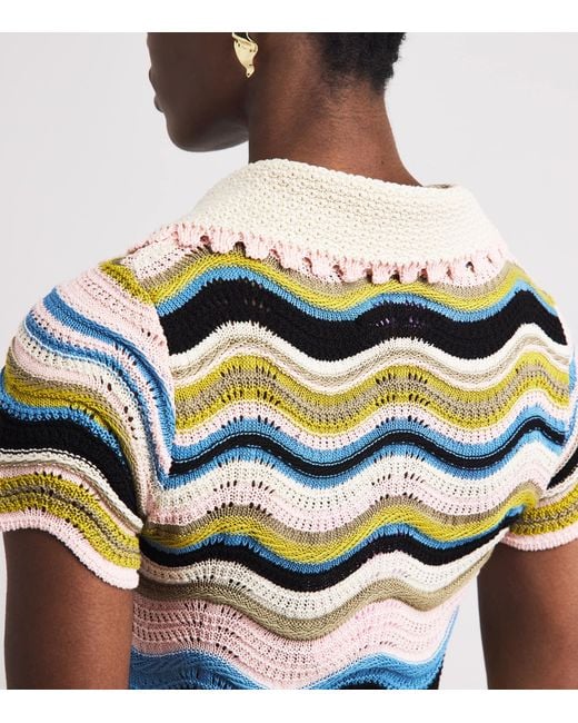 LaDoubleJ Yellow Cotton Knitted Chevron Mini Dress
