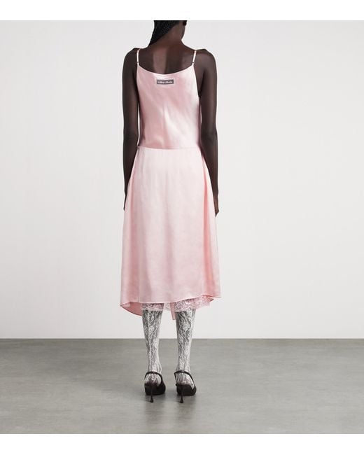 Acne Pink Satin Layered Midi Dress