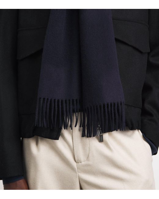 Johnstons Blue Natural Cashmere Scarf for men