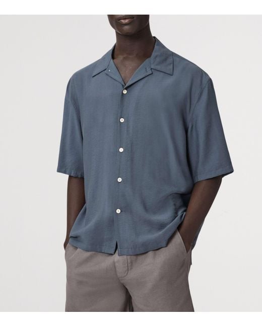 AllSaints Blue Purley Short-Sleeve Shirt for men