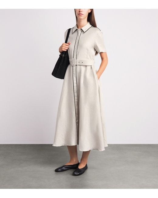 Toccin White Linen-Blend Jean Midi Dress
